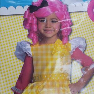 Lalaloopsy Pink Wig Lalaloopsy Crumbs Sugar Cookie Costume WIG NW PINK W/bow NEW